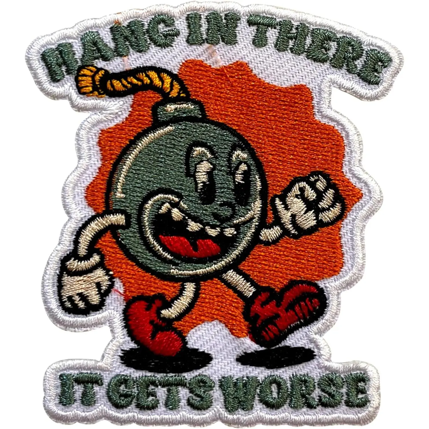 Hang in There It Gets Worse Embroidery Patches for Clothes Backpacks Hats Jeans Bag, Funny Sarcastic Size 3" Iron On Patch or Sew On Patches, Funny Bomb Embroidery Patches