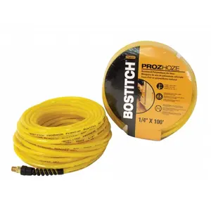 Stanley Bostitch PRO-1450 .25 in. x 50 ft. Air Hose, Chemical Resistant, Patented Ribbing, Reusable Fittings