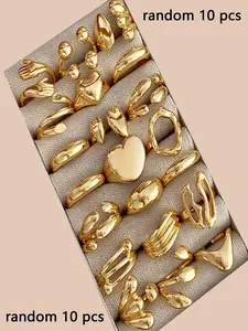 Random 10 Piece Set Exaggerated Personalized Irregular Rings Unisex Fashion Trendy Joint Rings, Unique Jewelry for Men and Women, Stackable Rings