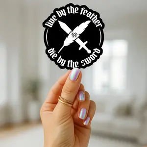 Live by the Feather, Die by the Sword - Sleep Token Vinyl Sticker –  Emergence Lyrics  – Even In Arcadia Inspired Sticker – Alt Band Merch – Aesthetic Sticker for Worshippers and Sleep Token Fans – Gothic Rock Vinyl Art