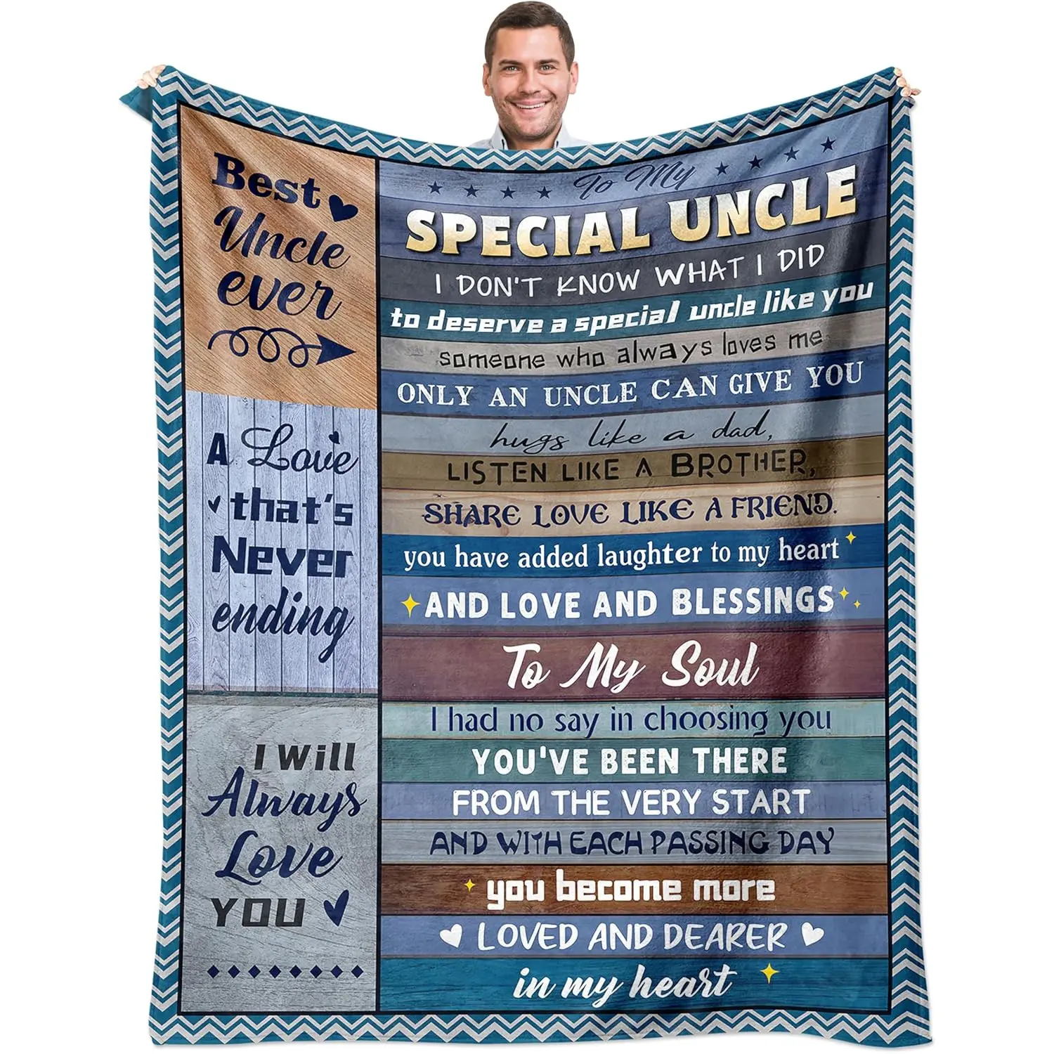 Uncle Gifts Blanket 60"x50", Gifts for Uncle, Best Uncle Gifts, Uncle Gift from Niece/Nephew, Gifts for Uncles from Nieces, Best Uncle Ever Gifts, Uncle Birthday Gifts, Best Gift for Uncle,Thanksgiving Christmas New Year Gift, Printed on One Side with a P