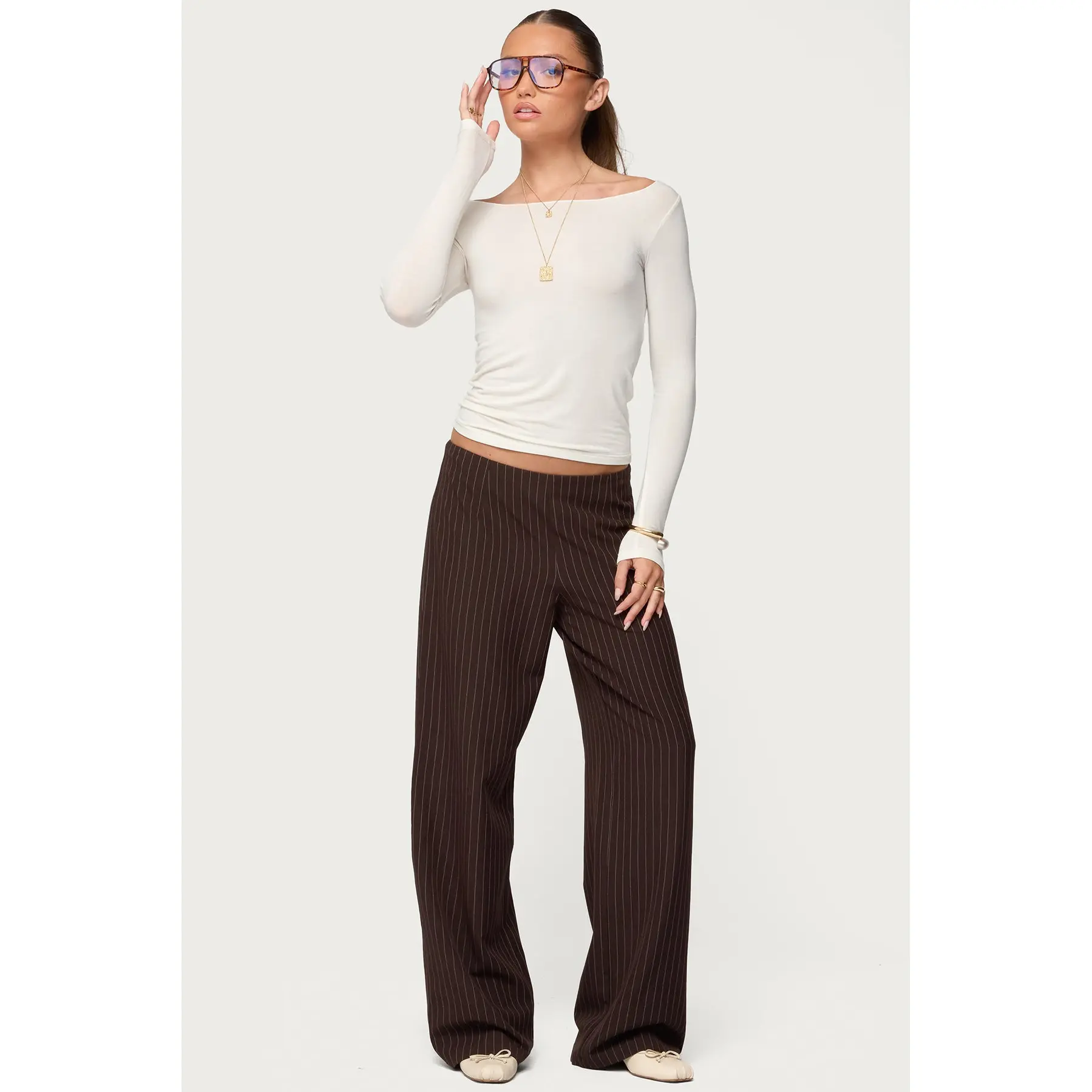 Kerie Pinstripe Low Rise Pants Kerie Pinstripe Low Rise Pants