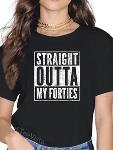 100% Cotton Hilarious 50th Birthday Gift Ideas 50-YO Men Women - Funny 50th Birthday 50 Years Old Straight Outta My Forties Unisex-Adults Black T-Shirt