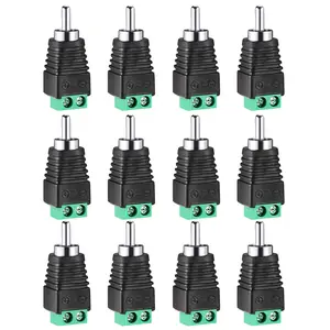 RCA Plugs for Speaker Wire, RCA to AV Screw Terminal Connector, Phono RCA Male Plug Solderless Converter Audio/Video Speaker Wire Connectors Solderless Adapter(12 Pack)