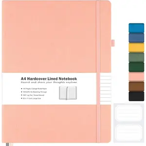 College Ruled Notebook, A4 Hardcover Leather Notebook for Work, Lined Notebook Journal for Women, Men, 192 Thick Paper, 8.5" x 11", Large Notebook with Pockets, Professional Business Notebook,