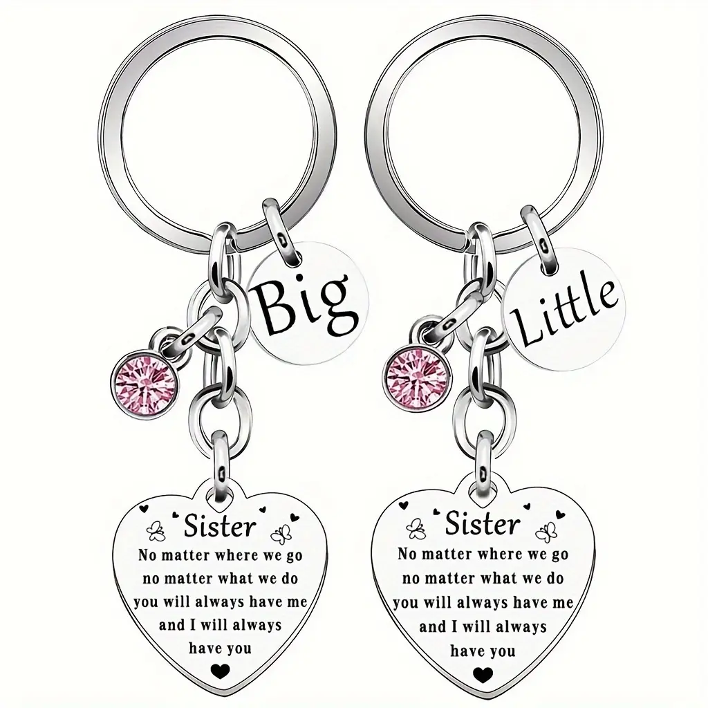 Cute Keychains for Sister, 2-Piece Split Quote Set for Best Friends, Matching Symbolic Bond Accessories, Graphic, Inspirational Quotes, Quote‑Heart Key Set