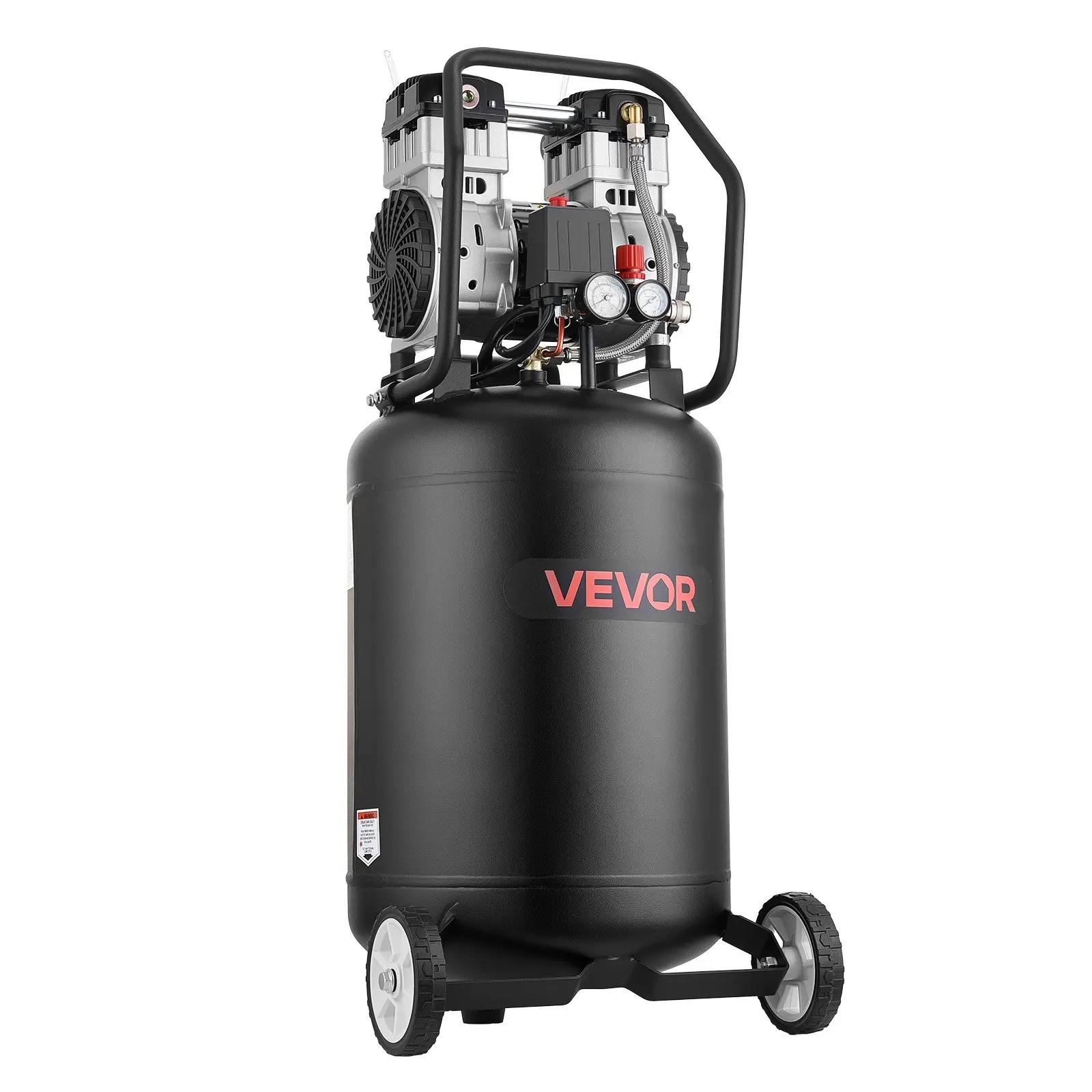 VEVOR 20-Gallon Carbon Steel Oil-Free Air Compressor, 2HP, 4.5 SCFM at 90PSI, Max 125PSI, Portable on Wheels, 120V for Auto Repair, Tire Inflate, DIY Projects, Pneumatic Tools