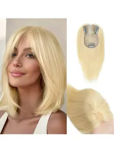 3x3 Inches Lace Base Topper, Soft Human Hair Toppers with Clips, One Piece Toppers for Women, Daily Use for Thin Hair