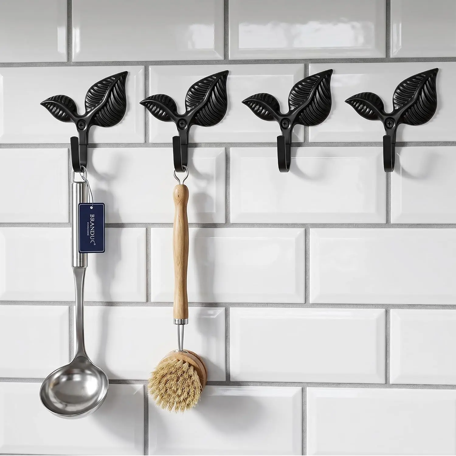 Set of 4  Wall Hooks Hanging Towels Coats Hats Scarf Bags Keys Home Decor for Kitchen Bathroom Entryway