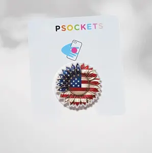 Patriotic USA Flag Flower Magsafe Phone Grip - Magnetic Pop Socket & Kickstand - 4th of July iPhone Accessory Gift