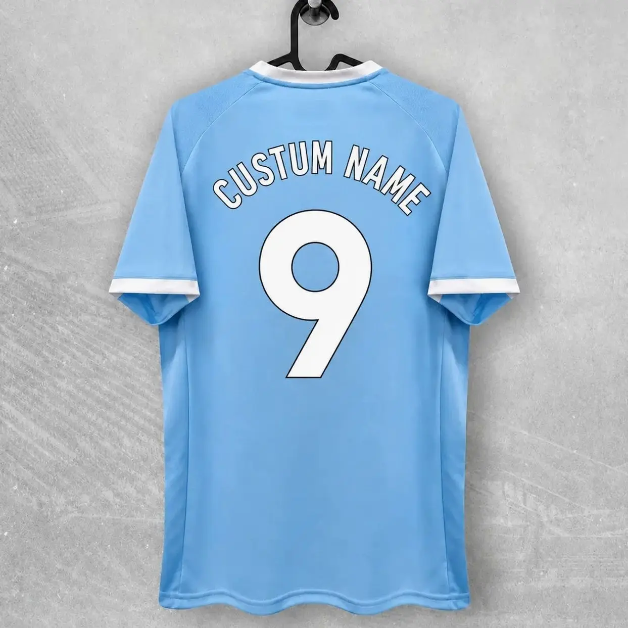 Men’s Sky Blue Football Jersey – Haaland 9 Fan Style Short Sleeve Soccer Shirt A5