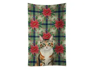 Carolines Treasures FNT1310KTWL 25 x 15 in. Patched Tabby Cat with Poinsettias Kitchen Towel