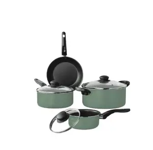 7 Piece Nonstick Aluminum Pots and Pans Cookware Set, Green