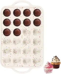 Silicone Mini Muffin Pan With Metal Reinforced Frame - 24 Cups Durable Silicone Cupcake Pan for Muffin, Cupcakes,