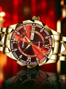 Men's Business Fashion Round Dial Analog Quartz Watch, Quartz Wristwatch, Fashion Watch for Party, Daily Clothing Decor, Trendy All-match & Exquisite Watch for Birthday Gift with Box