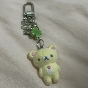 Rilakkuma Ccd Cartoon Flocked Mobile Phone Charm Cute Hanging Rope Keychain Bag Decor Surprise Gift for Girls Toy Figure