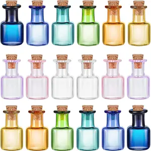 18 count Colored  Spell Jars Glass Mini Potion Bottles with Cork Stoppers Square Cork Bottles for Party Wedding DIY Decoration