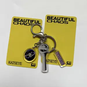 Kpop KATSEYE Keychain 3pcs/Set Acrylic Lightstick Pendant Bag Accessories Decorations Key Ring Lara Megan Yoonchae Fans Gift
