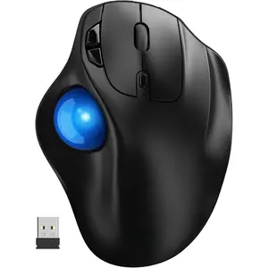 MAM2  Trackball  with 5-Level DPI,    2.4G Plug-and-Play for 3 Devices ( or USB Receiver), 500mAh , Compatible with PC/Laptop/-Blue Ball