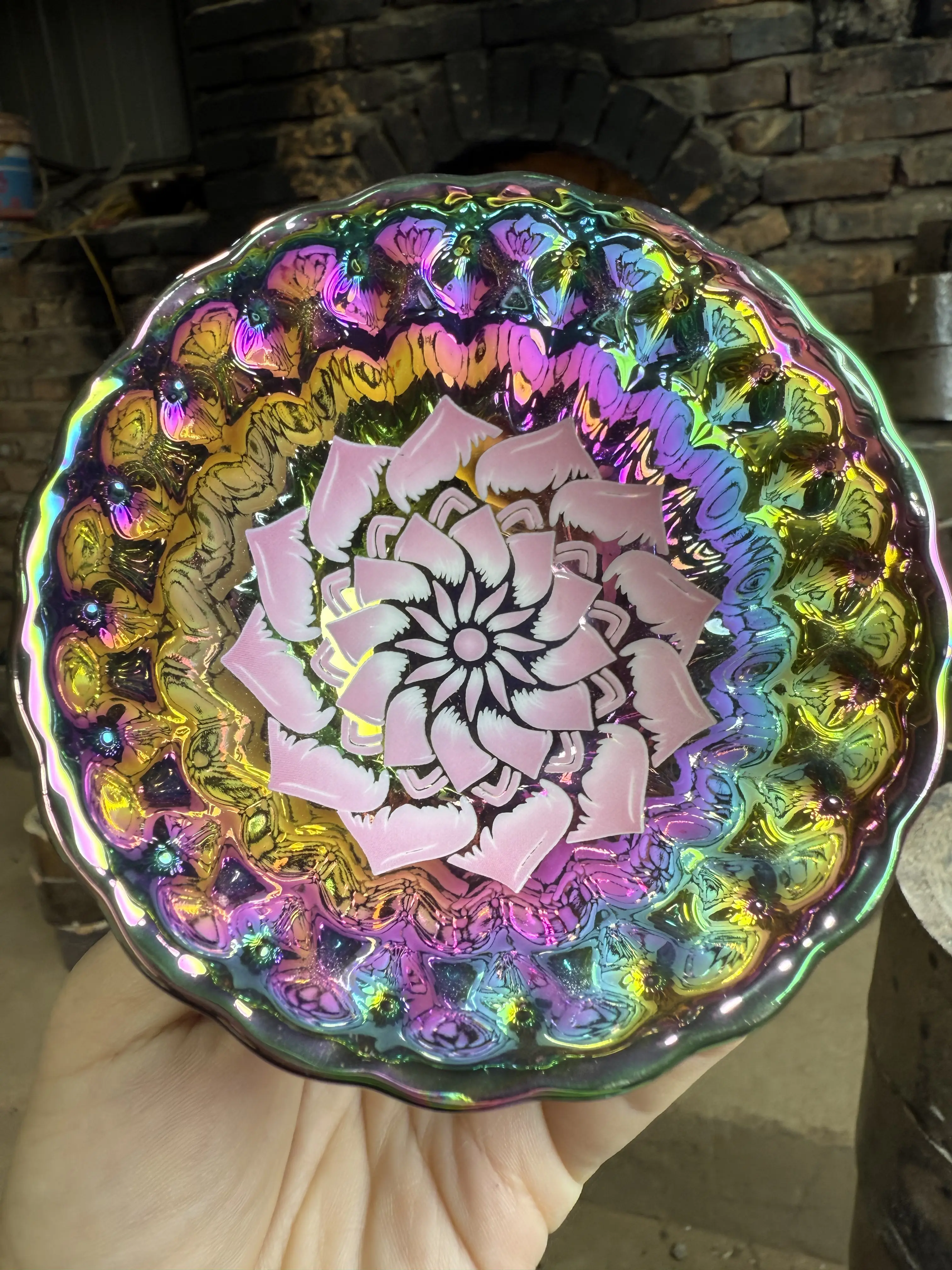 Iridescent Lotus Flower Jianzhan cup,Chinese culture,High-temperature firing,Handcrafted ceramic cup,Wine Glass,  Kung Fu Cup - Rainbow Glaze Artware
