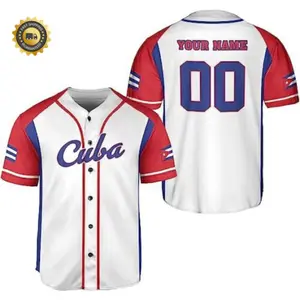 Personalized Cuba Baseball Jersey Shirt  Cuba Flag Jersey
