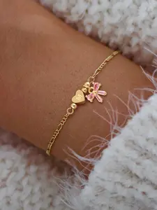 Women's Heart-Shaped Letter Crystal Bow Pendant Bracelet, New Classic Stainless Steel Figaro Chain, Casual Style, Fashion Bracelets, Jewelry Bracelet Design, Bracelet With Pendant, Elegant Jewelry Bracelet