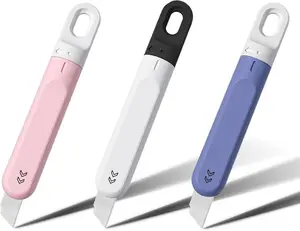 3 PCS Small Box Cutter, Small Utility Knife, Mini Pink Box Cutter for Women Rotate to Retract Box Opener, Retractable Box Cutter, Package Opener, Box Cutters for Home Office Travel and DIY