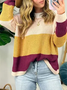 Multicolor Colorblock Striped Sweater