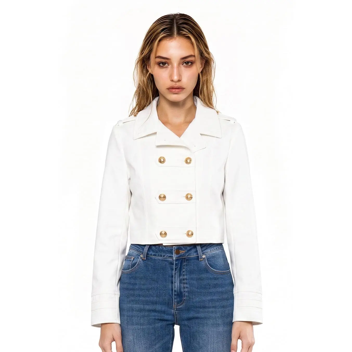 Regal Button Cropped Military Jacket