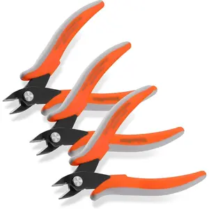 Flush Wire Cutters, 3 Pack 5 Inch Precision   Anti-Slip Flush Cut Pliers, Diagonal Side Cutters for Electronics, , ,  Printing, and Soft Copper Wire