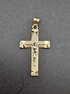 14K Gold Pendant - Jesus on Cross