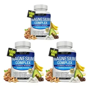 3 Bottles of Daily nutrition Magnesium 8Elemental Complex90 Capsules 1000mg -Sources Men Women Bone MuscleSleeplmmune Support Nature Decent FitnessDietarySupplement Malate Taurate Chelatedfor Easy Absorption