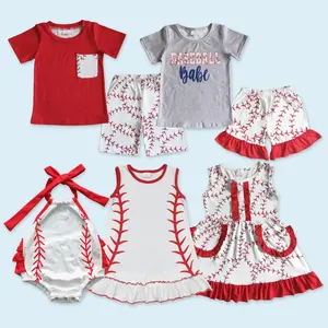 Baseball design kids boy summer outfit