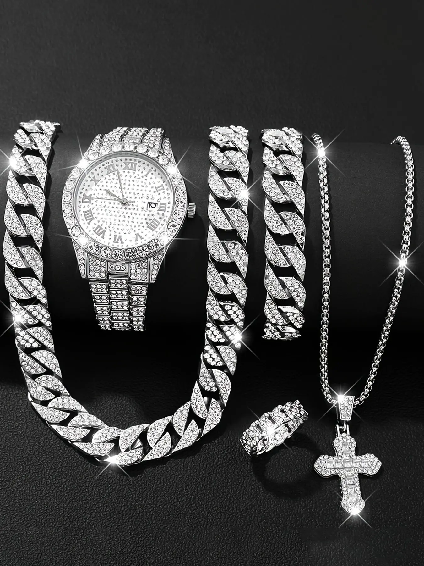 Fashionable casual temperament business watch simple and fashionable men's jewelry watch set