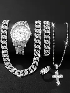 Fashionable casual temperament business watch simple and fashionable men's jewelry watch set