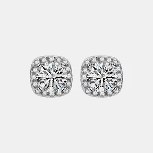 【24】925 Sterling Silver Square Synthetic Moissanite Earrings