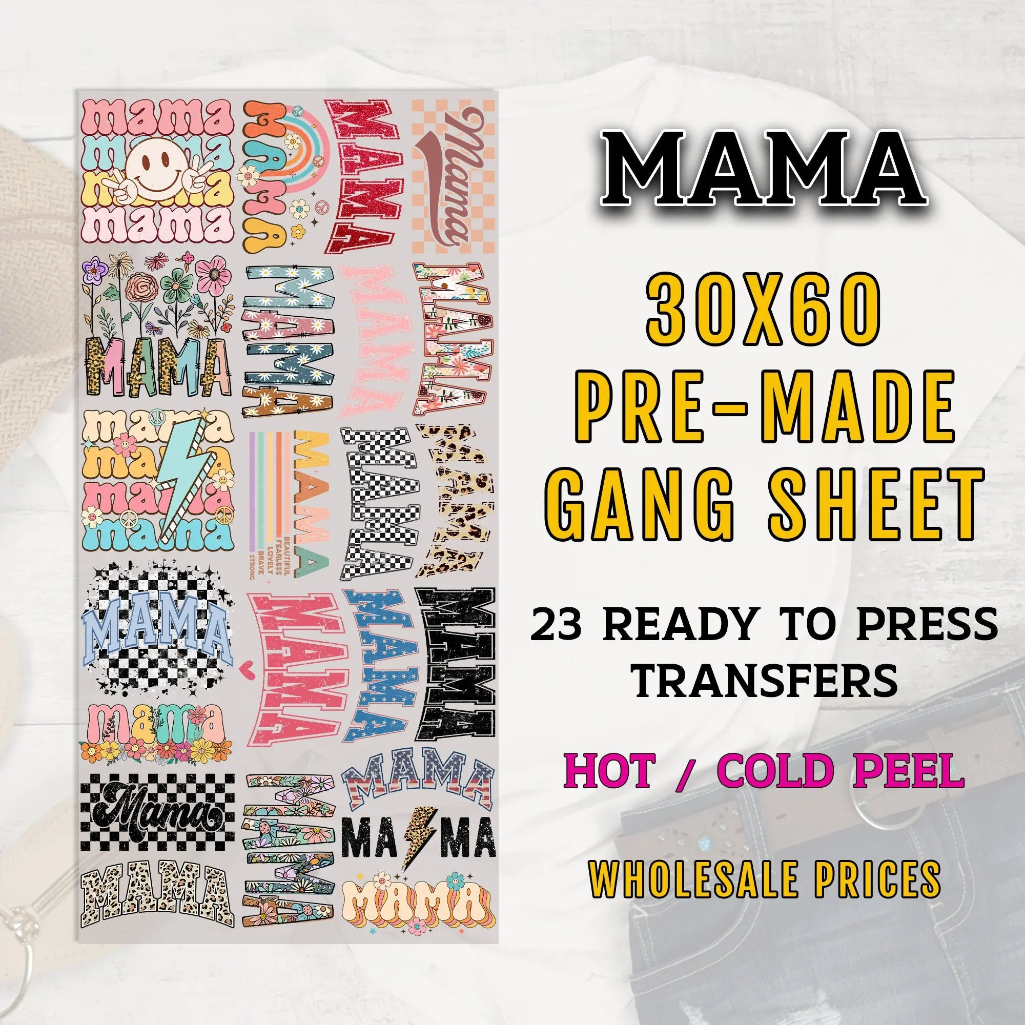Mama Gang Sheet, Mama DTF Transfer, DTF Transfer Ready For Press, Mama Premade Gang Sheet, Heat Transfer, Custom Transfers, Mom Transfers