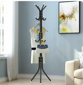 12 Hook Metal Cot Rack Freestanding Organizer for Coats Hats Jackets Purses Hall Tree Three-Tier Design Easy Storage Solution for Home Furniture