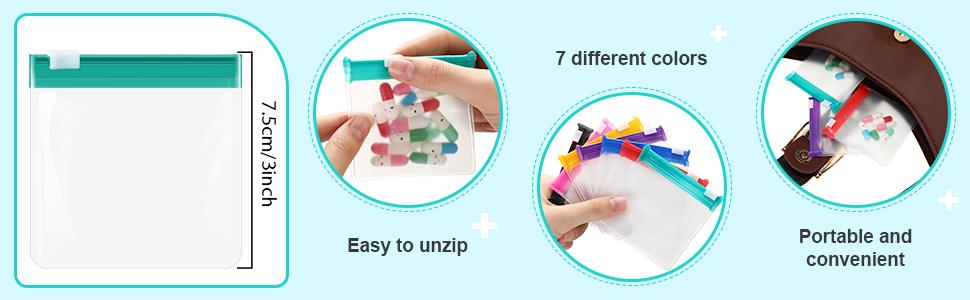 35 Pcs Pill Pouch Bags – Reusable Translucent Medicine Organizer, Self Sealing with Slide Lock, Zippered Plastic Bags for Travel, Vitamins, Pills, Small Parts – Leakproof & Tear Resistant
