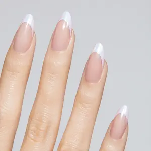 Static Nails Like-Acrylic Reusable Pop-On Manicures - Opalescent French Almond - The High Quality, Long-Lasting Alternative to Salon Gels, Dips, Acrylics, and Press-On Nails