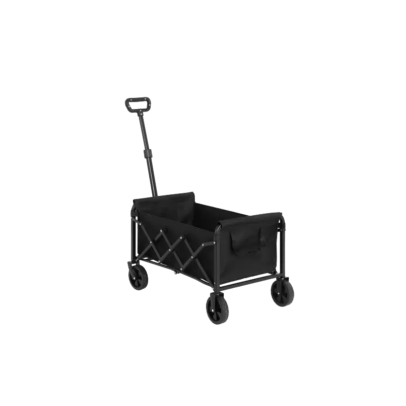 Lightweight Portable Heavy Duty Folding Beach Wagons with Wheels - Outdoor Utility Carts for Grocery, Camping, Shopping, Sports, Garden with Large Capacity-Black large capacity utility wagon
