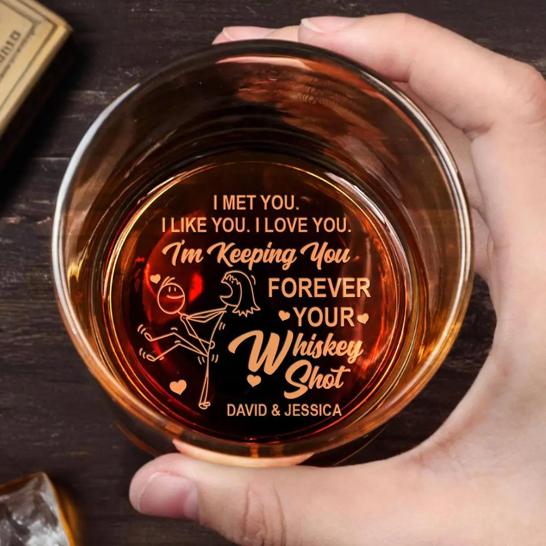 Keeping You Forever High quality laser engraved whiskey glasses, Personalize your handwriting Gifts for couples, Home Decor & Gifts, Halloween, Funny gift for men and women, Drinkware Stylish