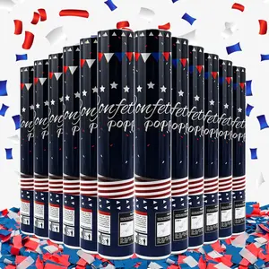 Confetti Cannon 12 Pack Party Poppers 4th of July Patriotic Confetti Poppers for July 4th Decor Biodegradable Poppers Red White Blue Independence Day Confetti Shooter for Celebration Party Decorations
