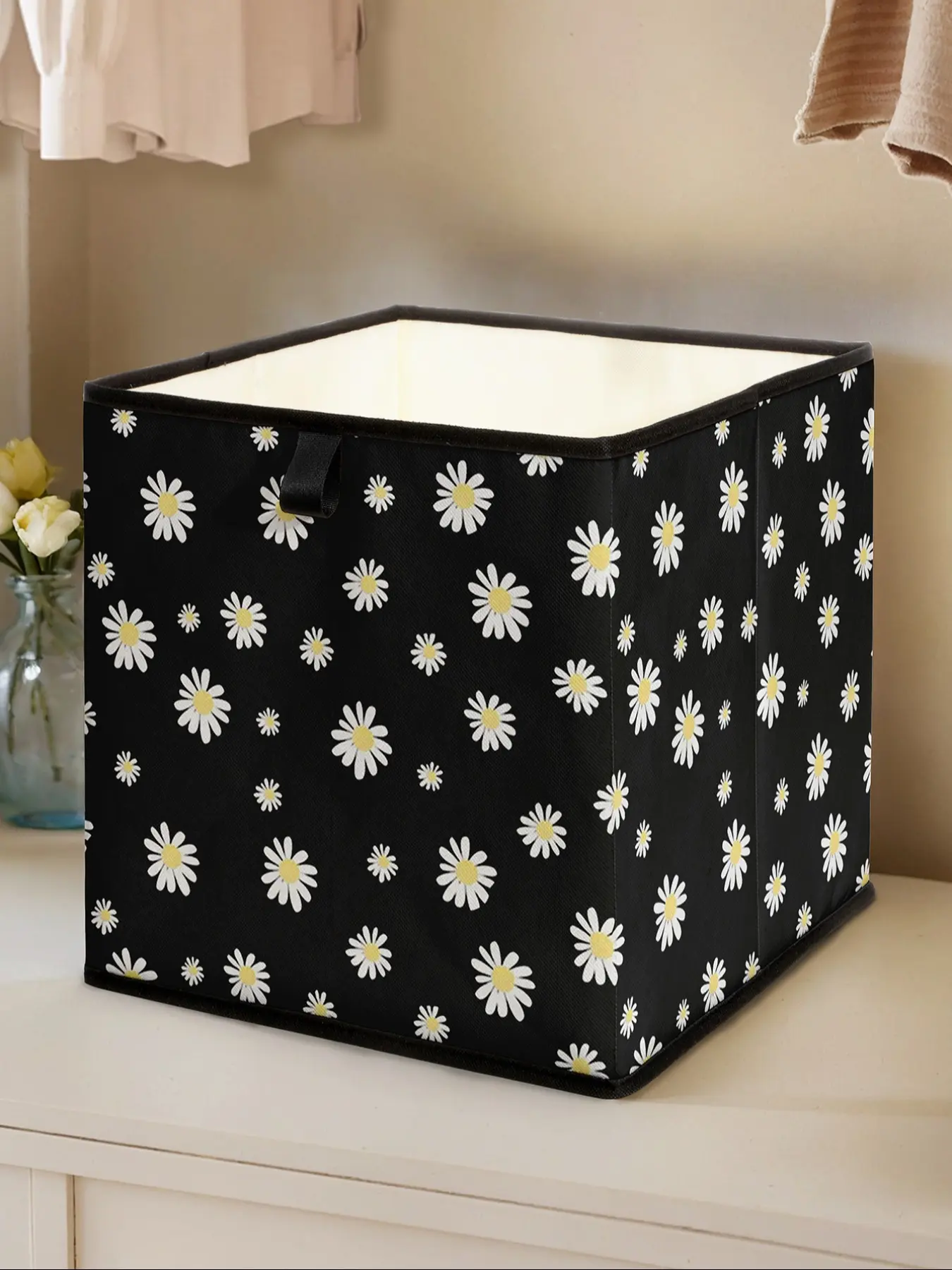 Daisy Pattern Open Storage Box, Stackable Drawer Organizer, Durable Multi-Functional Design for Home Dorm Room Organization