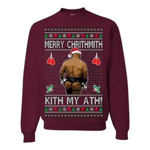 Merry Chrithmith Kith My Ath, Mike Tyson Butt Viral Kiss My Ass Boxing Fight Meme, Men Women Funny Ugly Christmas Sweater Ugly Christmas