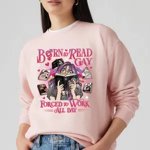 Born to read gay, forced to work all day Shirt, Trending Funny Book Shirt, BL Manhwa Shirt, Trendy Tee, BL Manhwa Series Crewneck