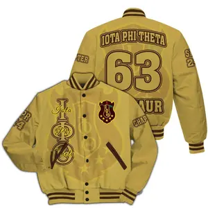Iota Phi Theta Custom Chapter Varsity Jacket, Personalized 1963 Gilded Gold Letterman, Premium Fraternity Brotherhood Greek Achievement Outerwear