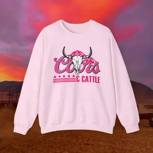 Western Women Coors and Cattle Sweatshirt, Cowgirl Heavy Blend Crewneck, Rodeo Gift, Ranch Apparel, Country Clothes, Vintage Western