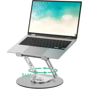 Laptop stand suitable for office desks, adjustable computer stand with a 360-degree rotating base, ergonomic laptop stand, foldable and portable, suitable for MacBook Pro Air, round shape