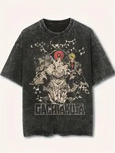 Gachiakuta Anime T Shirt Vintage Wash, Dark Manga Graphic Tee, Japanese Streetwear Anime Shirt